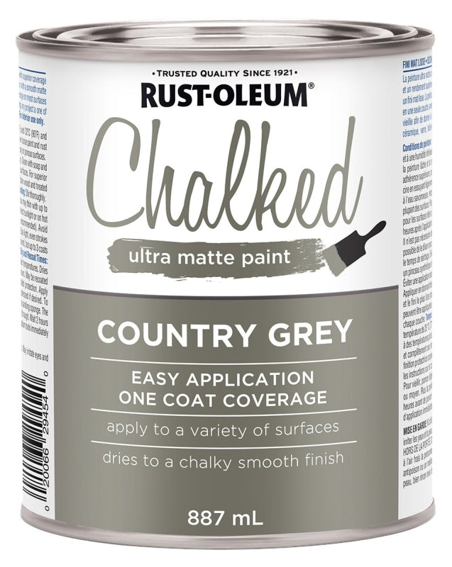 Rust-Oleum 286942 Chalk Paint, Ultra Matte, Country Gray, 30 oz