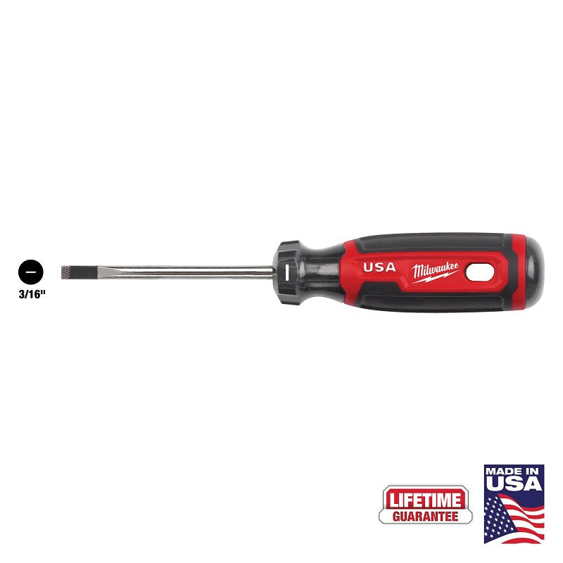 Milwaukee MT211 Screwdriver, 3/16 in Drive, Cabinet Drive, 6.7 in OAL, 3 in L Shank, Acetate Handle, Cushion-Grip Handle