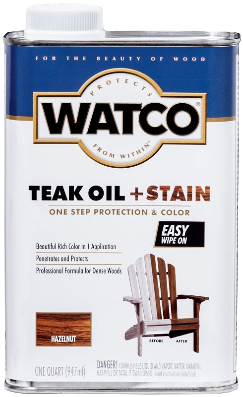 Watco 348746 Oil and Stain, Warm Glow, Hazelnut, Liquid, 1 qt, Can