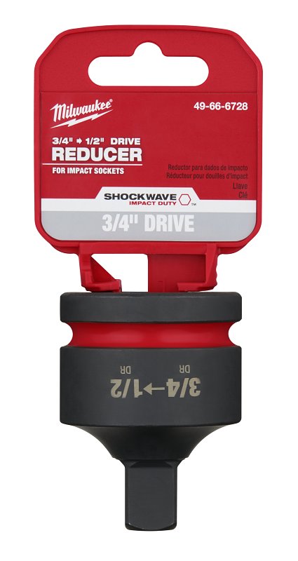 Milwaukee SHOCKWAVE Impact Duty 49-66-6728 Socket Reducer, 3/4 in Drive, 1/2 in Output Drive, 2.2 in L