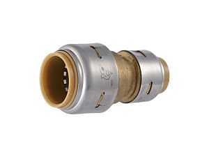 SharkBite Max UR058A Reducing Pipe Coupling, 1/2 in PTC x 3/4 in PTC, Brass, 250 psi Pressure