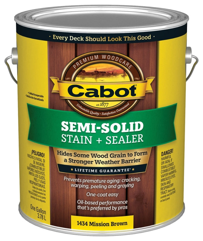 Cabot 140.0001434.007 Deck and Siding Stain, Mission Brown, Liquid, 1 gal