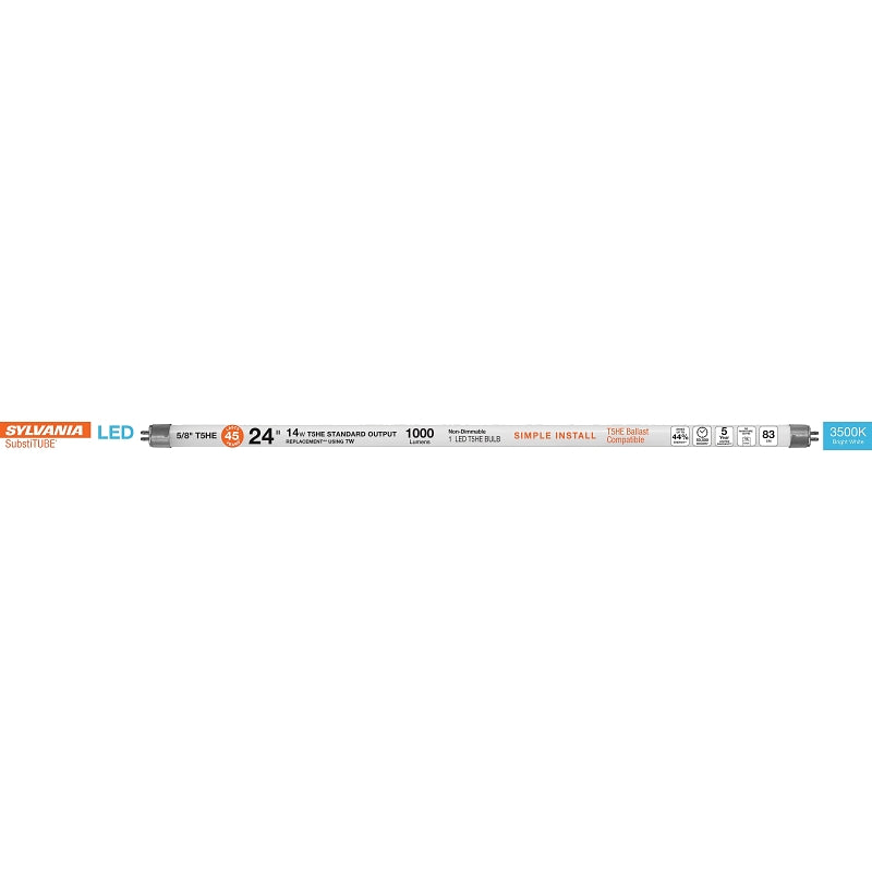 Sylvania 40483 LED Bulb, Linear, T5 Lamp, Frosted, 3500 K Color Temp