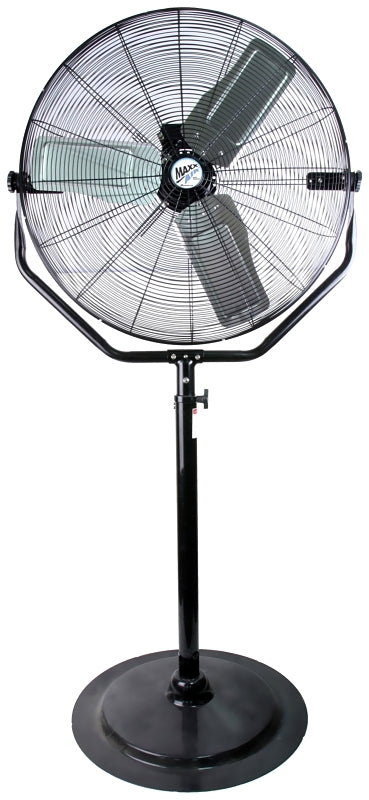 MaxxAir HVPF 30 YOKE High-Velocity Pedestal Fan, 120 V, 1.65 A, 360 deg Sweep, 30 in Dia Blade, Black