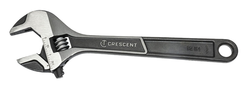 Crescent ATWJ212VS Adjustable Wrench, 12 in OAL, 1-1/2 in Jaw, Alloy Steel, Black Phosphate/Lacquer