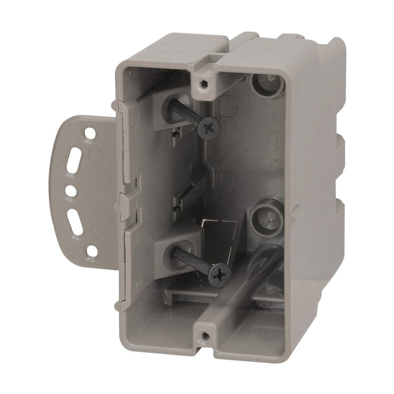 Romex MSBMMT1G Multi-Mount Outlet Box, 1-Gang, 4-Knockout, 1/2 in, Polycarbonate, Gray, Wall