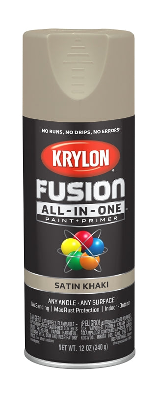 Krylon K02740007 Spray Paint, Satin, Khaki, 12 oz, Can