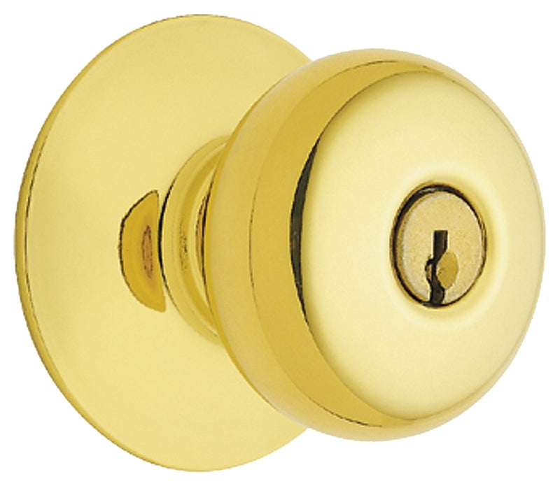 Schlage Plymouth Series F51A PLY505KA4ULT Entry Knob, Knob Handle, Bright Brass, Metal, C Keyway, Residential, 2 Grade