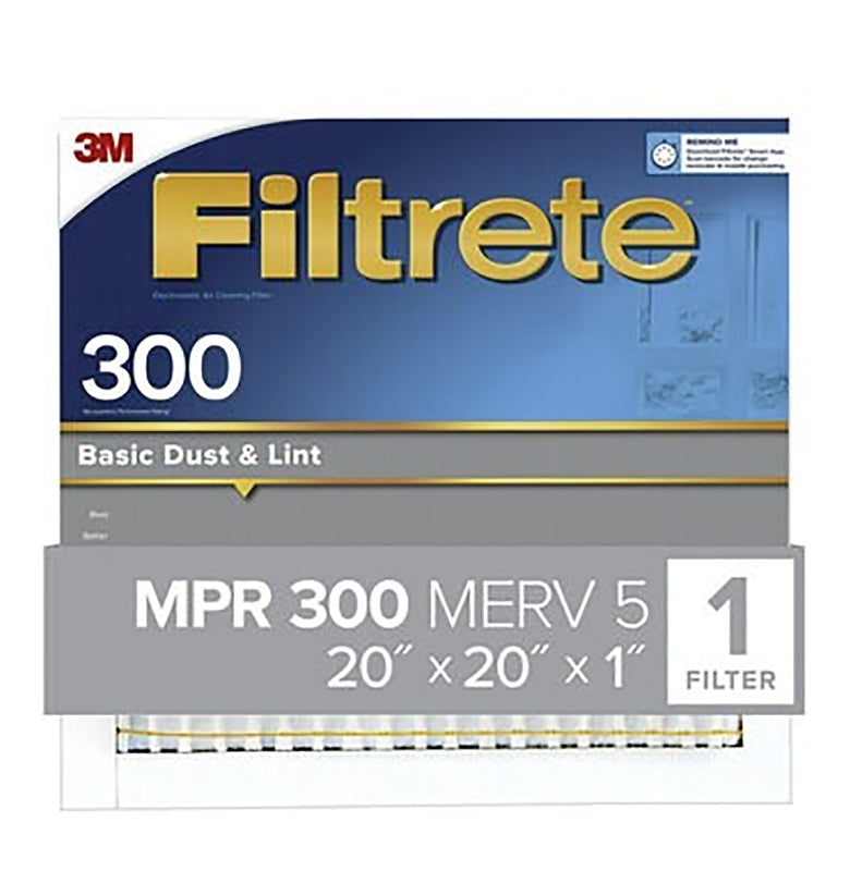 Filtrete 302-4 Air Filter, 20 in L, 20 in W, 5 MERV, 300 MPR, Synthetic Frame