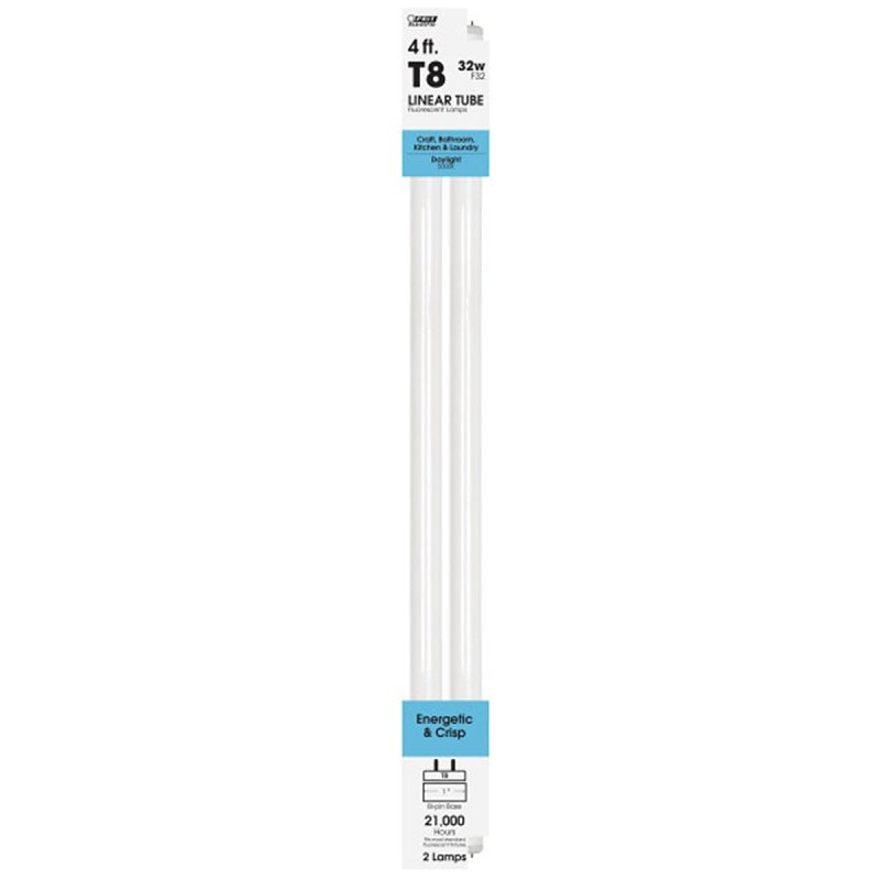 Feit Electric F32T8/950/2 Linear Fluorescent Bulb, 32 W, T8 Tubular Lamp, G13 Bi-Pin Lamp Base