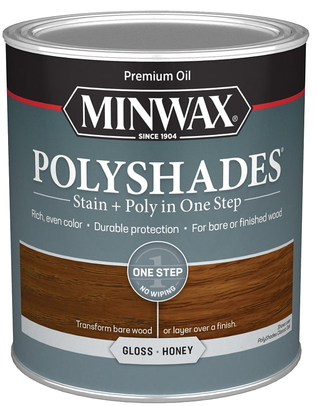 Minwax 614960444 Waterbased Polyurethane Stain, Gloss, Liquid, Honey, 1 qt