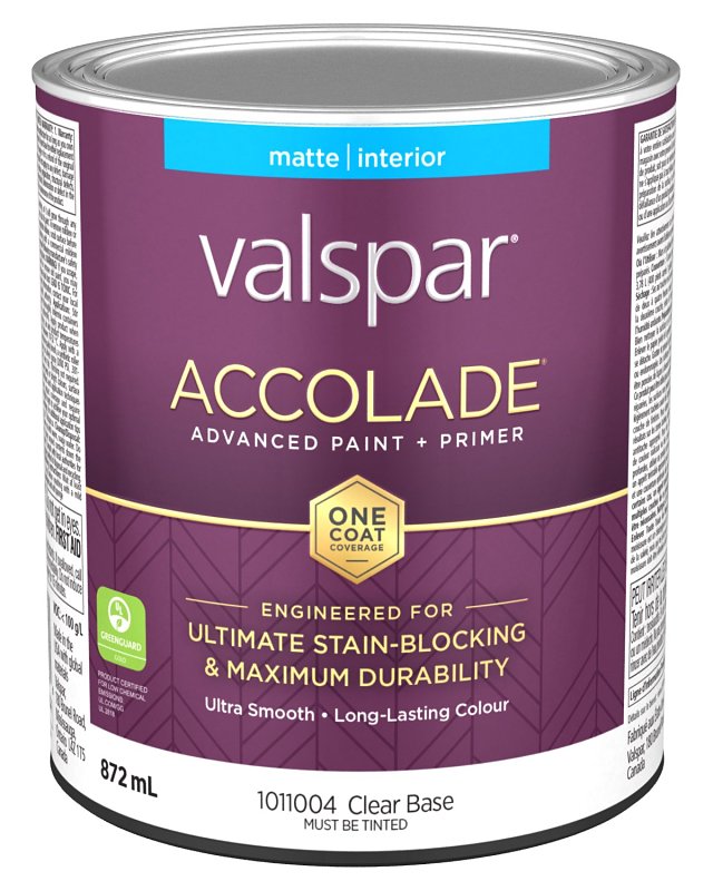 Accolade 029.1011004.005 Interior Paint and Primer, Acrylic, Matte, Clear, 1 qt, 37 sq-m Coverage Area