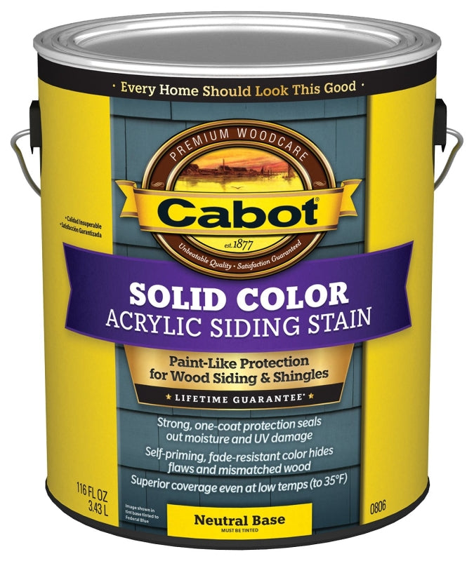 Cabot 800 Series 140.0000806.007 Solid Color Siding Stain, Natural Flat, Liquid, 1 gal, Can