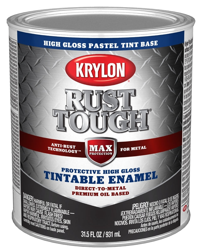 Krylon Rust Tough K09725008 Enamel Paint, Gloss Sheen, Pastel, 1 qt, 400 sq-ft/gal Coverage Area