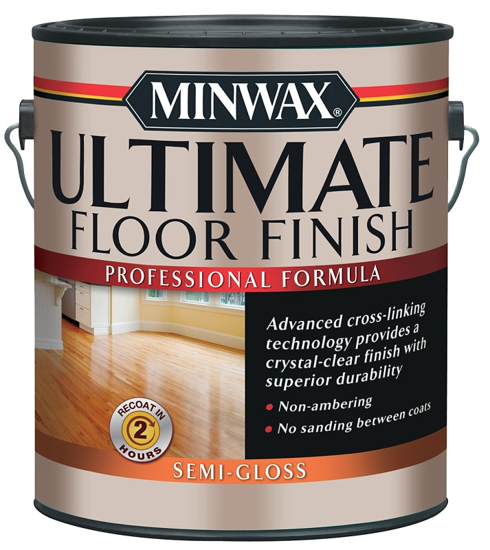 Minwax 131020000 Ultimate Floor Finish Paint, Semi-Gloss, Liquid, Crystal Clear, 1 gal, Can