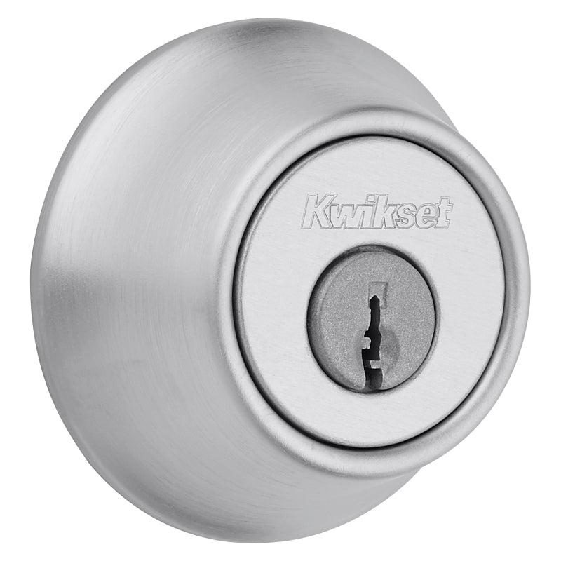 Kwikset 660 26DRCALRCSK3BX Deadbolt, Satin Chrome, 2-3/8, 2-3/4 in Backset, 1-3/4 to 1-3/8 in Thick Door