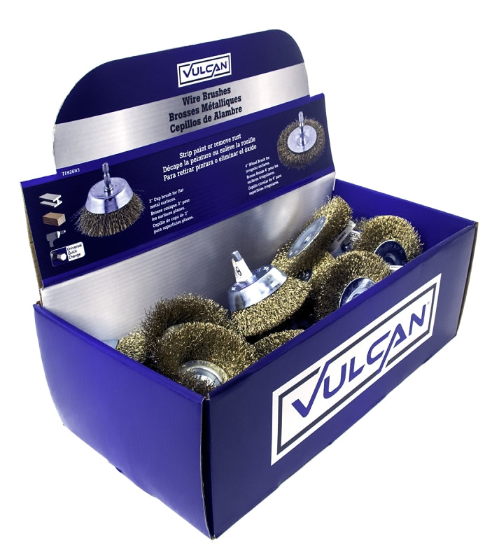 Vulcan 323690OR Assorted/Coarse-Grade Wire Wheel Brush Kit, 3, 4 in Dia, 1/4 in Arbor/Shank