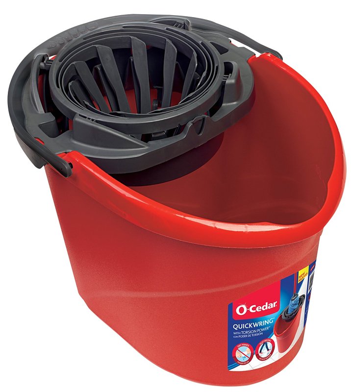 O-Cedar 164196 Bucket, 2.5 gal, Oval, Plastic Bucket/Pail, Red