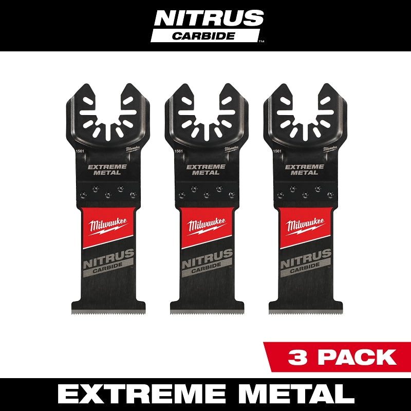 Milwaukee NITRUS CARBIDE 49-25-1563 Oscillating Multi-Tool Blade, 1-3/8 in D Cutting, Carbide, 3/PK