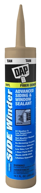 DAP 00810 Siding and Window Sealant, Tan, 24 hr Curing, -35 to 140 deg F, 10.1 oz Cartridge