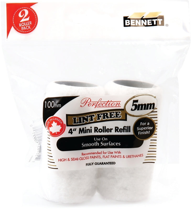 BENNETT 2X4IN LF LO-PK LI Mini Roller Refill, 5 mm Thick Nap, 100 mm L, Fabric Cover