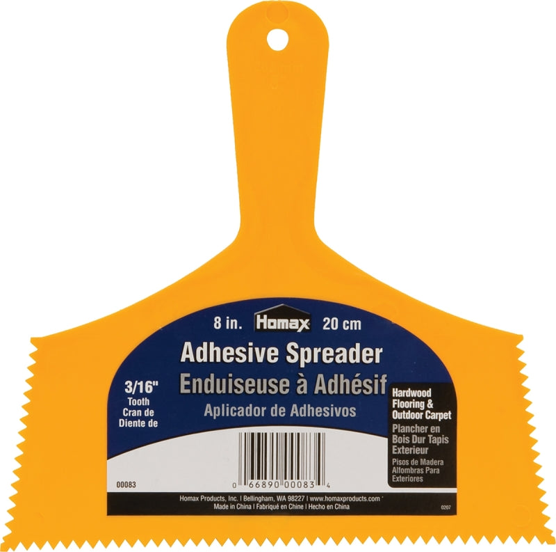 Homax 83 Adhesive Spreader Knife, Notched Blade, Polystyrene Blade, Polystyrene Handle, Reinforced Handle