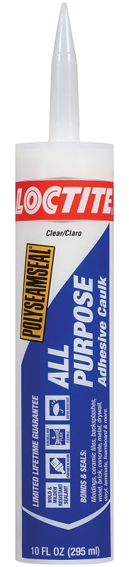 Loctite POLYSEAMSEAL 2154740 Adhesive Caulk, Clear, 24 hr to 2 weeks Curing, 40 to 100 deg F, 10 oz Cartridge