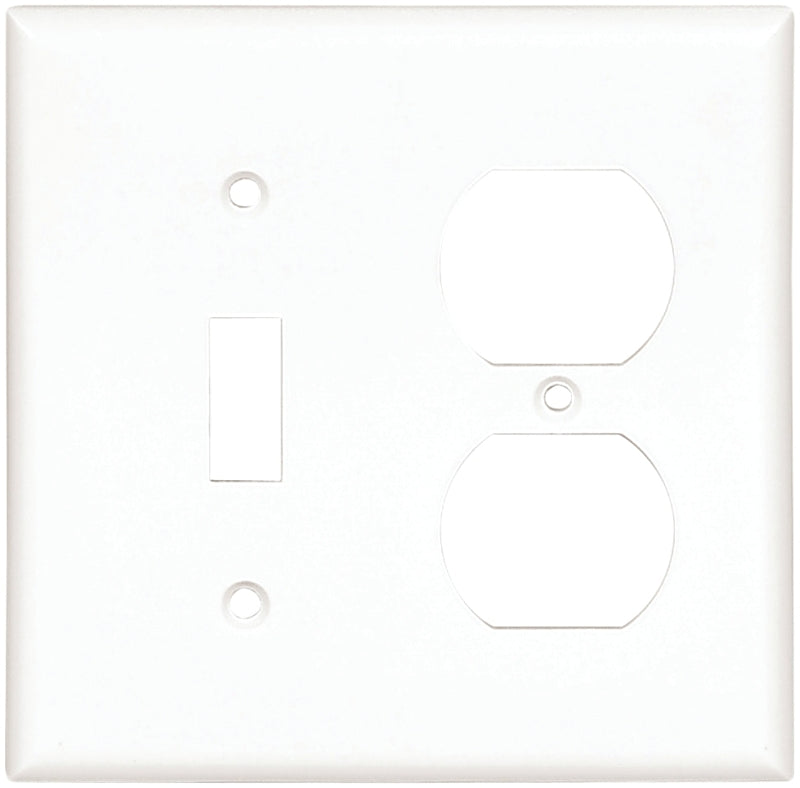 Eaton Cooper Wiring 2138W-BOX Combination Wallplate, 4-1/2 in L, 4.56 in W, 2 -Gang, Thermoset, White, High-Gloss