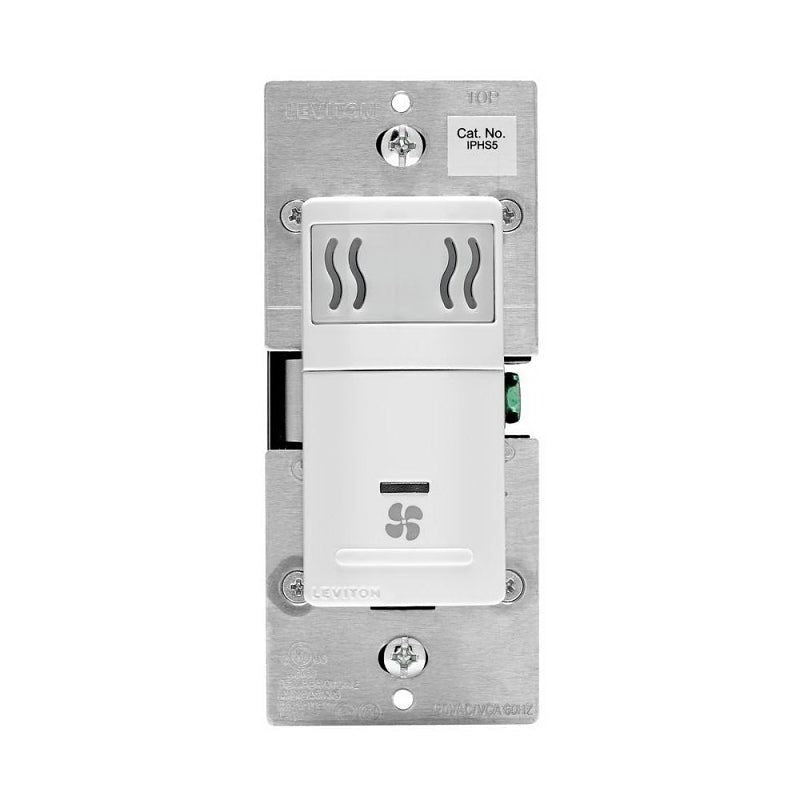 Leviton IPHS5-742 Humidity Sensor and Fan Control Switch, 5 A, 120 V, White