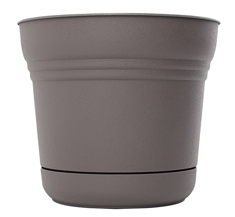 Bloem SP14908 Planter, 14 in Dia, 12.8 in H, 14-1/2 in W, Saturn Design, Charcoal, Matte