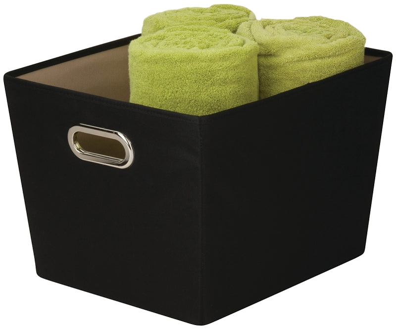 Honey-Can-Do SFT-03072 Storage Bin with Handle, Polyester, Black, 15-3/4 in L, 13 in W, 10.8 in H