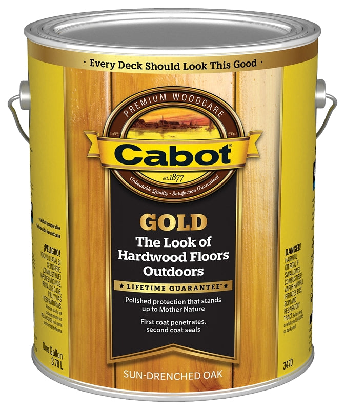 Cabot 140.0003470.007 Wood Conditioning Stain, Gold Satin, Liquid, Sun Drenched Oak, 1 gal, Can