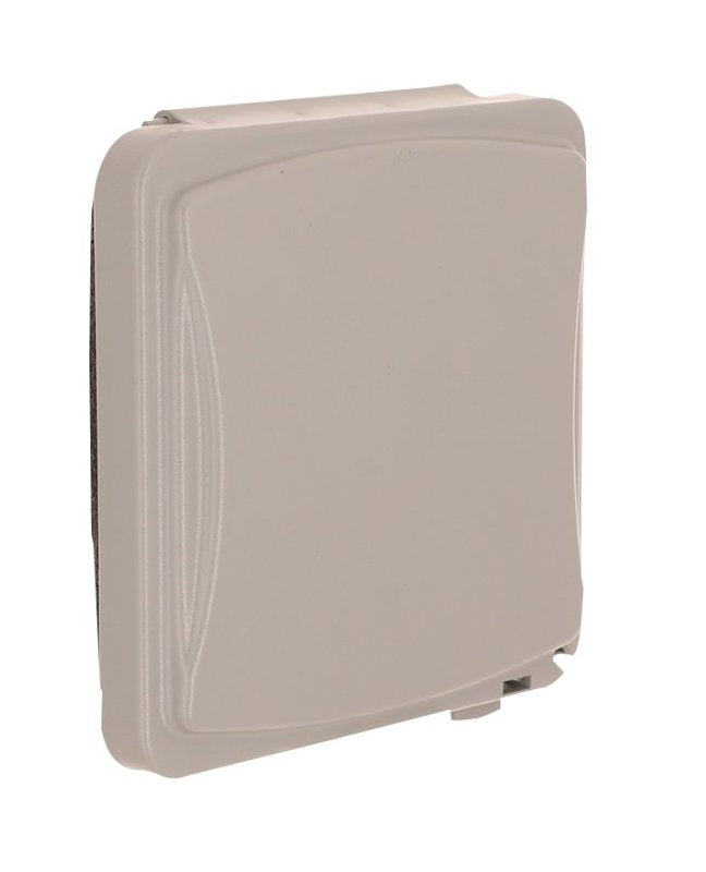 TayMac MM1410G Weatherproof Flip Cover, 3.1 in L, 4.08 in W, 2-Gang, Polycarbonate, Gray