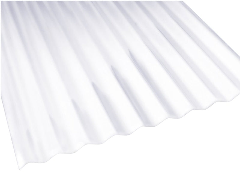 Palruf 100423 Corrugated Roofing Panel, 8 ft L, 26 in W, 0.063 in Thick Material, PVC, Clear