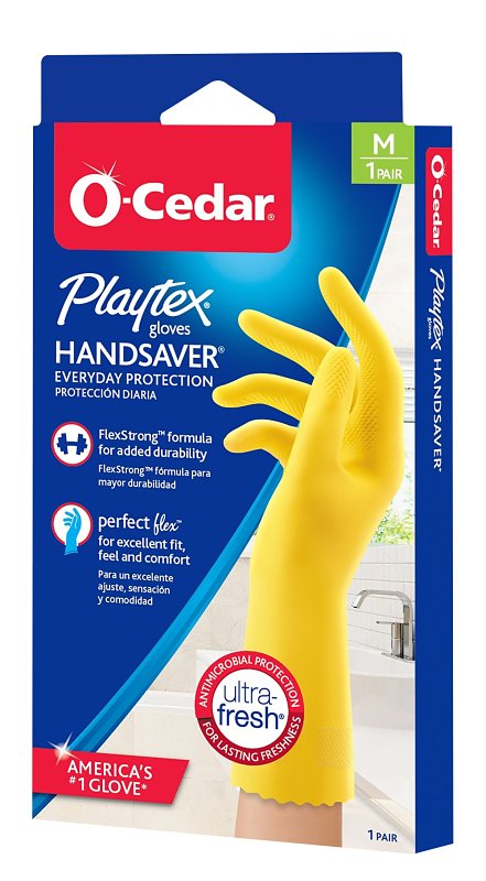 Playtex HandSaver 163675 Reusable Gloves, M, Latex/Neoprene/Nitrile, Yellow