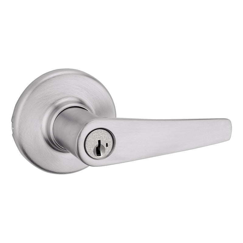 Kwikset 94050-675 Entry Door Lockset, Lever Handle, Satin Chrome, Zinc, KW1, SC1 Keyway, Residential, 3 Grade