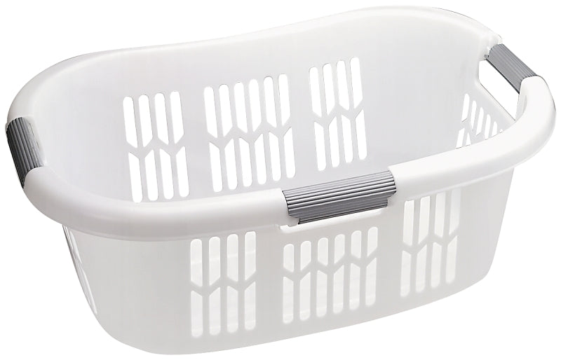 Rubbermaid Hip-Hugger FG299787WHT Laundry Basket, 1.5 bu Capacity, Plastic, White, 1-Compartment