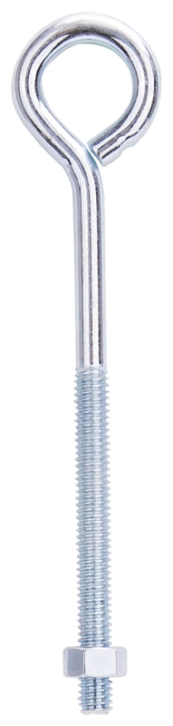 ProSource LR282 Eye Bolt, 8 mm Thread, Machine Thread, 3 in L Thread, 1-1/4 in Dia Eye, 268 lb Working Load, Steel, Zinc
