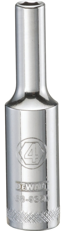 DeWALT DWMT88935OSP Drive Socket, 4 mm Socket, 1/4 in Drive, 6-Point, Steel, Polished Chrome Vanadium