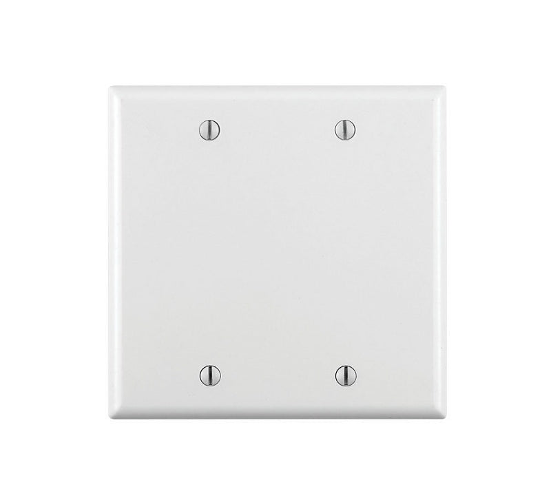 Leviton 001-88025-000 Wallplate, 4-1/2 in L, 4.56 in W, 0.22 in Thick, 2 -Gang, Thermoset Plastic, White, Smooth