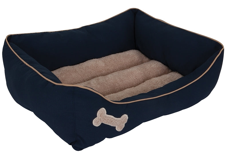 Aspenpet 28380 Lounger Bed with Bone Applique, 25 in L, 21 in W, Rectangular, High-Loft Polyester Fiberfill Fill