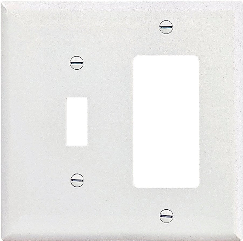 Eaton PJ126W Wallplate, 4.92 in L, 4.88 in W, 2-Gang, Polycarbonate, White, High-Gloss