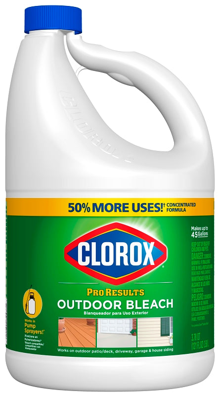 Clorox ProResults 32437 Outdoor Bleach, 121 oz, Liquid, Bleach, Pale Yellow