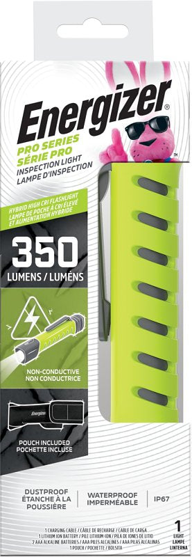 Energizer ENYPHH22 Inspection Flashlight, AAA Battery, Alkaline, Lithium-Ion Battery, LED Lamp, 350 Lumens, Gray/Green