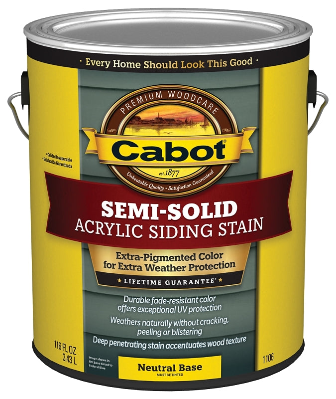 Cabot 1100 Series 140.0001106.007 Semi-Solid Siding Stain, Natural Flat, Liquid, 1 gal, Can