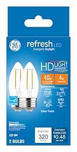 GE Industrial Solutions 31517 LED Bulb, Decorative, BM Lamp, 40 W Equivalent, E26 Lamp Base, Dimmable, Clear