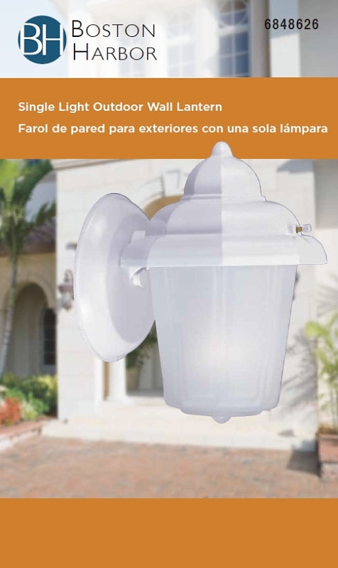 Boston Harbor AL9002H-43L Outdoor Wall Lantern, 120 V, 60 W, A19 or CFL Lamp, Aluminum Fixture, White