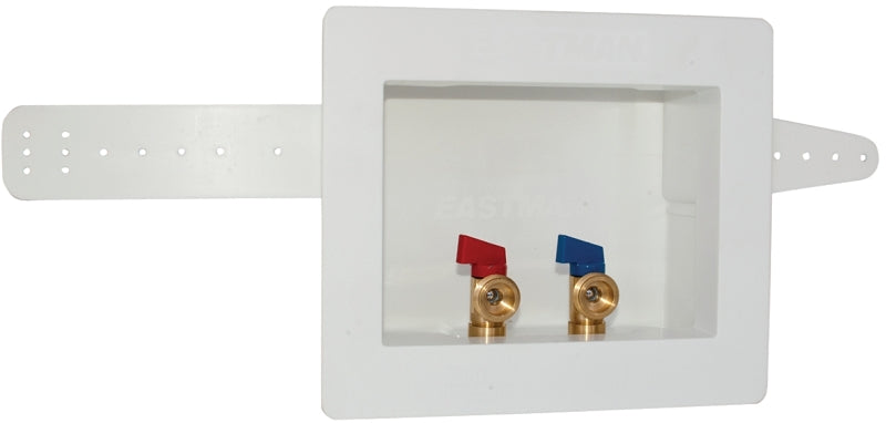 Eastman 60244/38937 Washing Machine Outlet Box with Valve, 1/2, 3/4 in Connection, Brass/Polystyrene