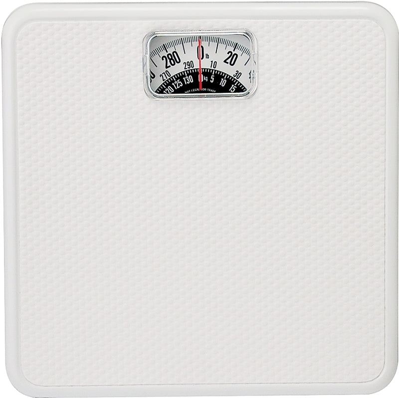 Taylor 20005014T Bathroom Scale, 300 lb Capacity, Analog Display, White, 10-3/4 in OAW, 10.3 in OAD, 1.8 in OAH