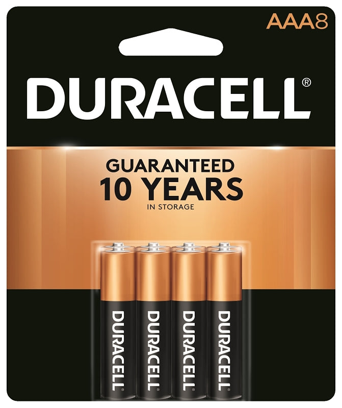 Duracell MN2400B8Z Battery, 1.5 V Battery, 1.15 Ah, AAA Battery, Alkaline, Manganese Dioxide